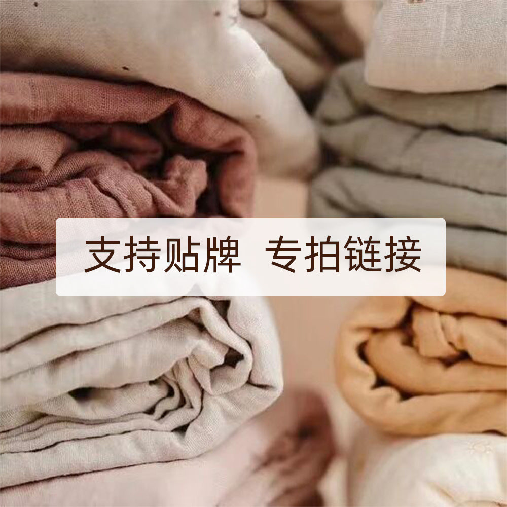 Solid Color Gauze Scarf Cotton Tassel Baby Blanket