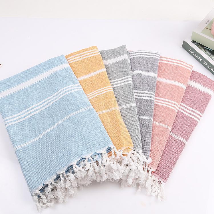 Striped Cotton Turkish Bath Towel Camping Beach Fitness Blanket