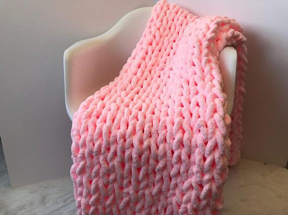 Ins handmade coarse wool woven chenille blanket