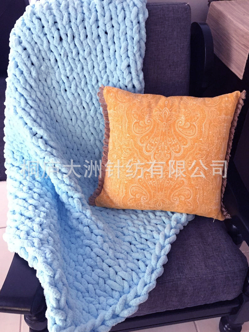 Ins handmade coarse wool woven chenille blanket