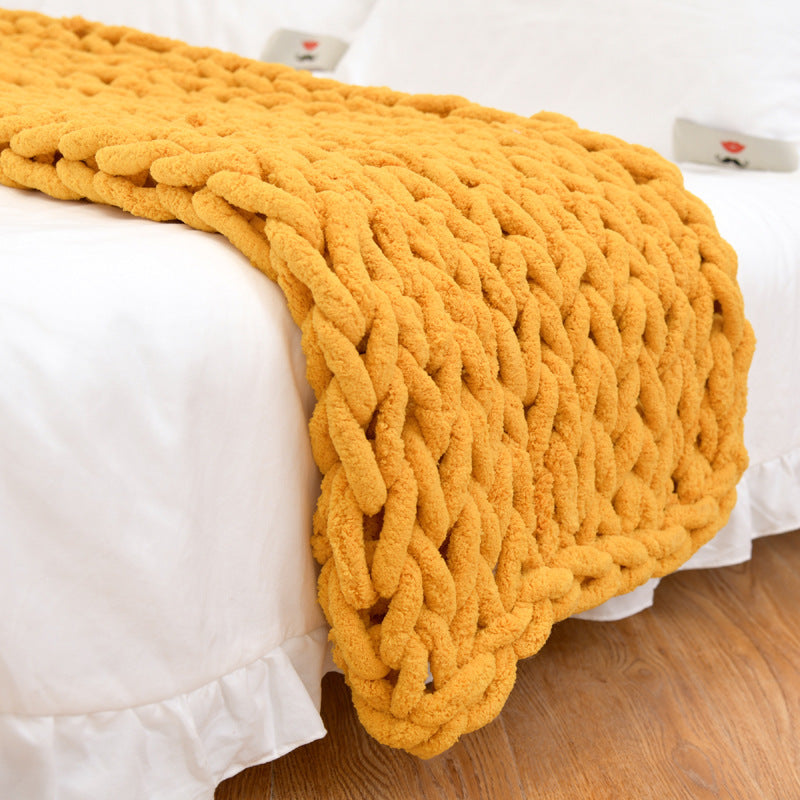 Ins handmade coarse wool woven chenille blanket