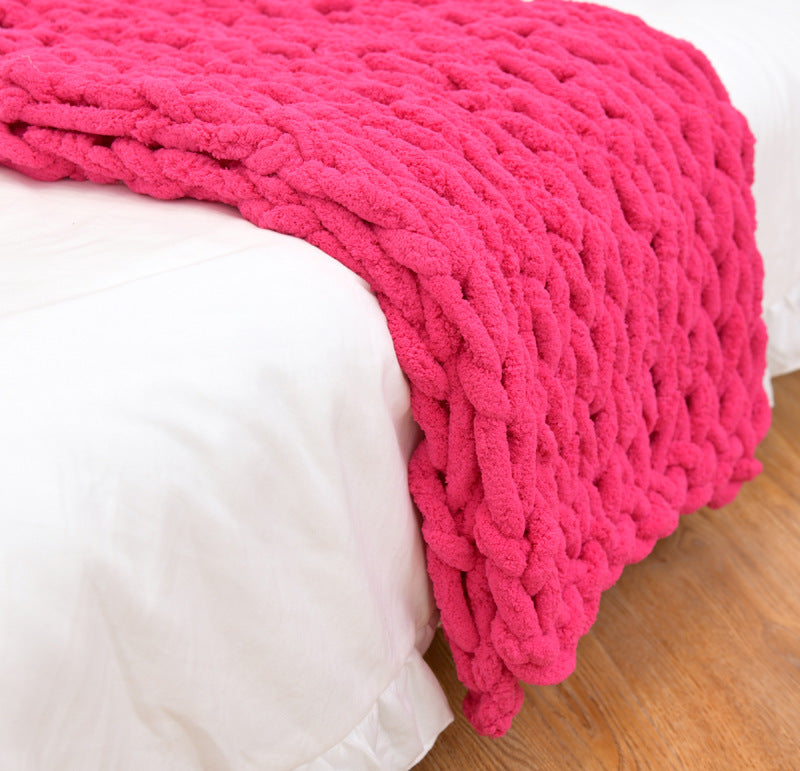 Ins handmade coarse wool woven chenille blanket